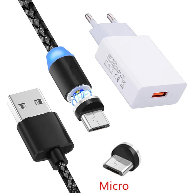 Магнитный зарядный кабель Micro usb для Samsung galaxy A10 A6 A7 J4 J8 Nokia 2 3 Meizu ZTE LG K40s адаптер
