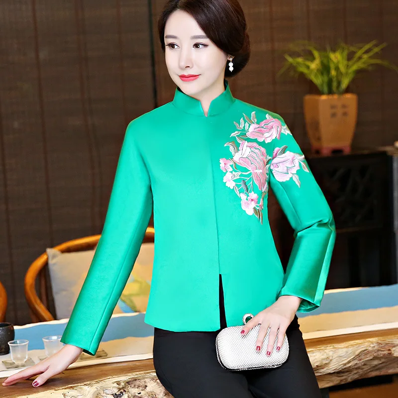 

Autumn And Winter New Style WOMEN'S Casual Jacket Embroidered Short-Style Retro Chinese-style Tops Slim Fit Long Sleeve Small Su