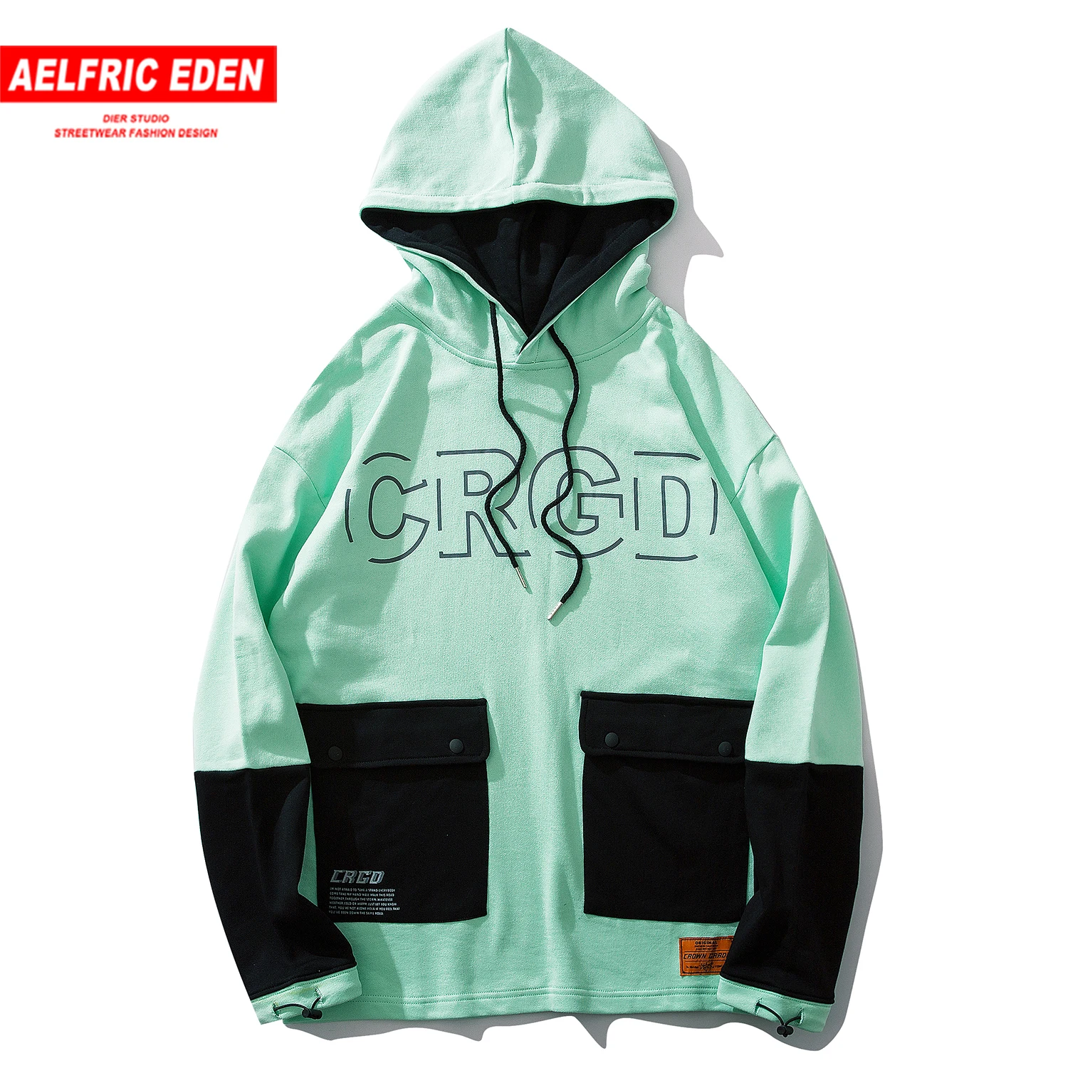 

Aelfric Eden Hip Hop Patchwork Pockets Mens Hoodies Streetwear 2019 Harajuku Pullover Casual Cotton Oversize Hooded Sweatshirts
