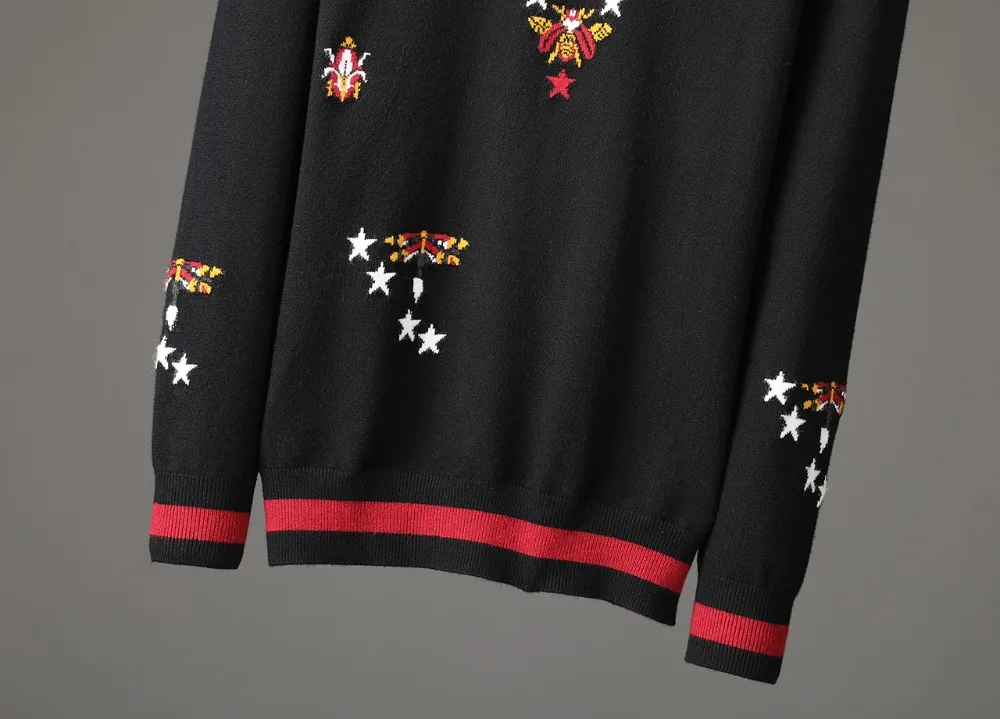 Новинка, мужские роскошные Зимние Повседневные свитера с вышивкой в виде звезды, пчелы, короны, ракеты, пуловер, Азиатский размер, высокое качество, Drake# N56