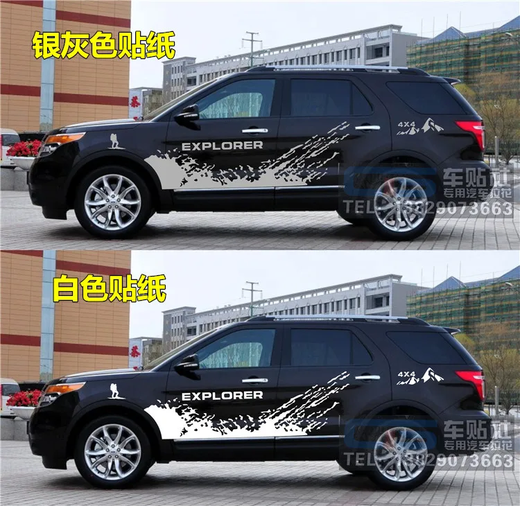 

Наклейки для автомобиля Ford Explorer, украшение для двери и внешнего корпуса, модифицированные наклейки Explorer, цветная пленка для стержней