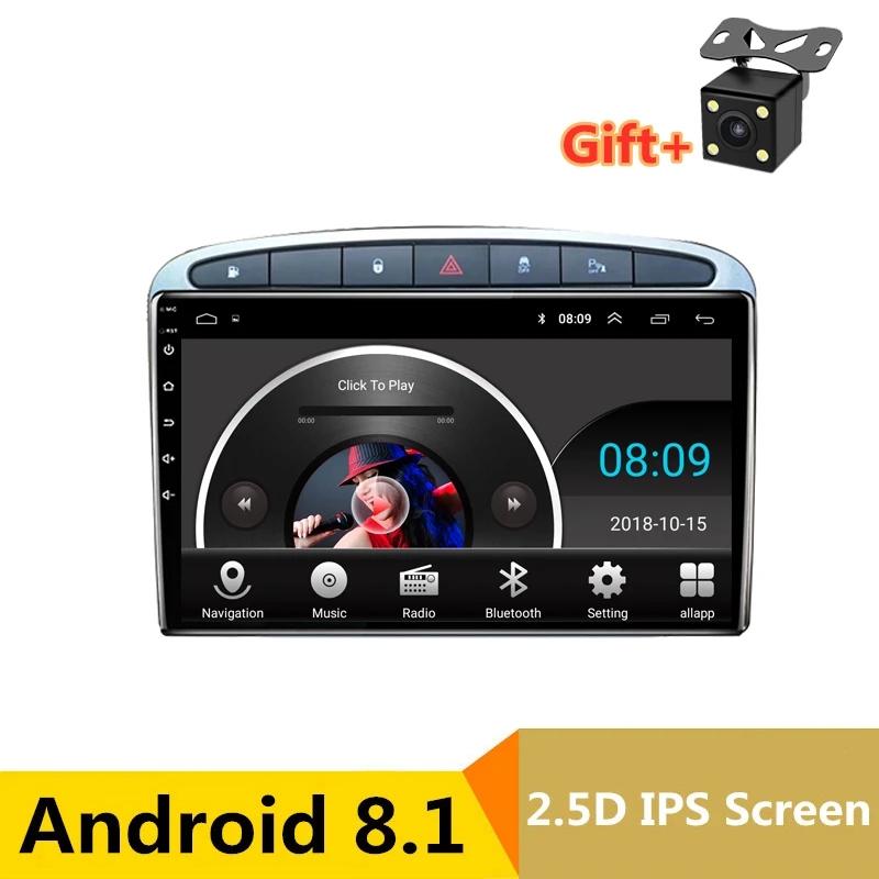 Perfect 9" 2.5D IPS Android 8.1 Car DVD Multimedia Player GPS for Peugeot 308 408 308SW 2007-09-2010-2014 audio radio stereo navigation 0