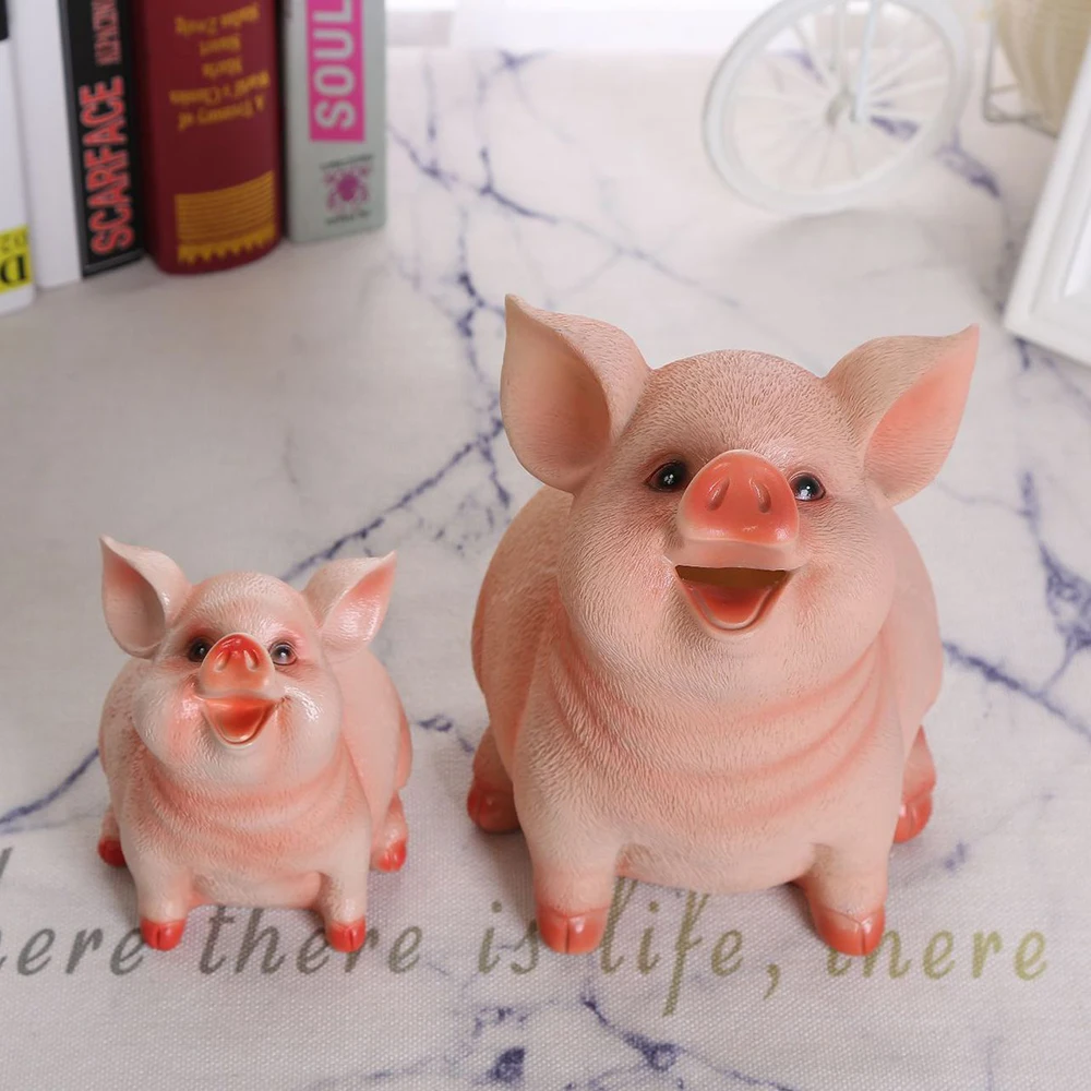 Resin Cute Blessing Pig Money Box Champagne Piggy Bank Cartoon Pig Shaped Coin Bank Box Creative Pig Money Saving Box Cute