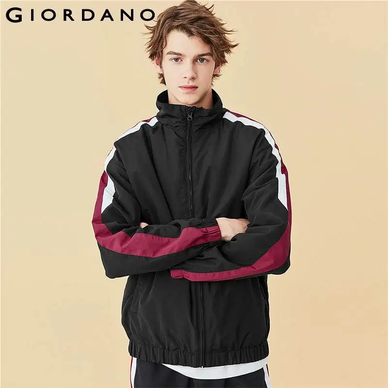 Мужская куртка с контрастным воротником-стойкой Giordano ветрозащитная на молнии
