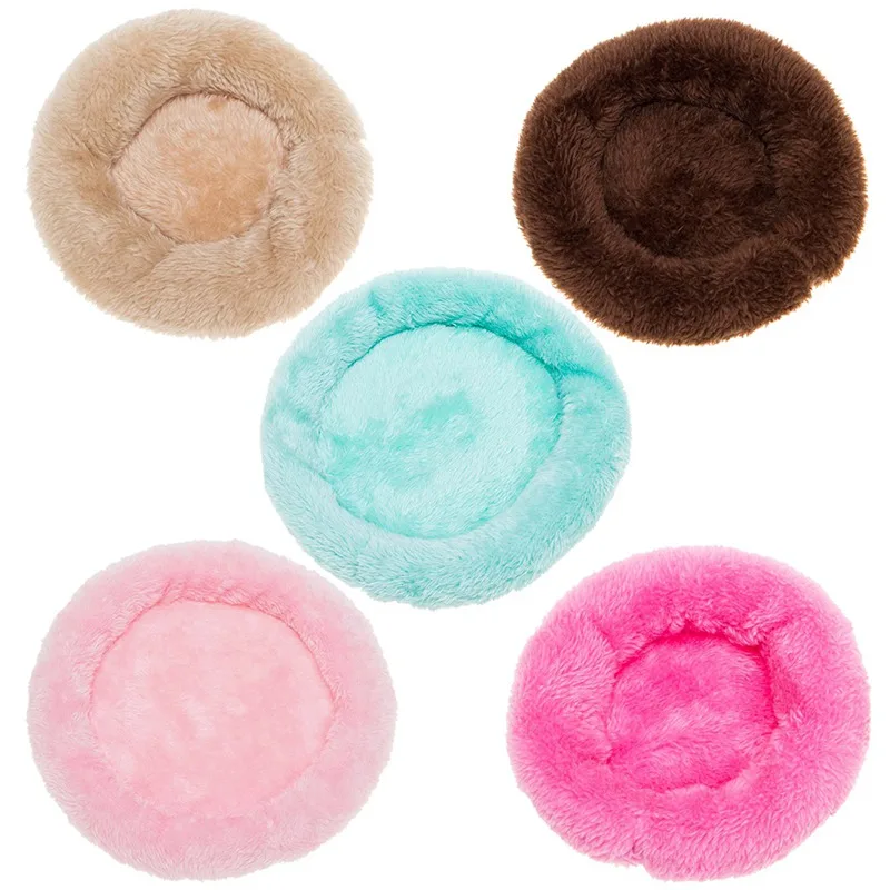 

1Pcs Plush Hamster Nest Pad Bed Soft Long Plush Cat Bed Round Pet Dog Bed For Small Cats Nest Winter Warm Sleeping Bed Puppy Mat