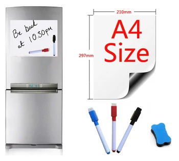 

A4 Size Magnetic Whiteboard dry erase board fridge magnetic board magnet board fridge stickers 1 Eraser 3Pen