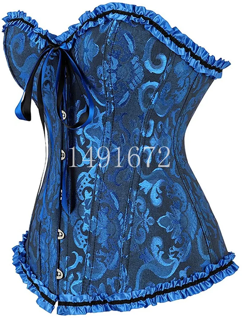 Description Picture 6 of itemCorset Top Plus Size Women Bustier Overbust Sexy Lace up Zipper Floral Lingerie Vintage Victorian Fashion Black Red DropShipping