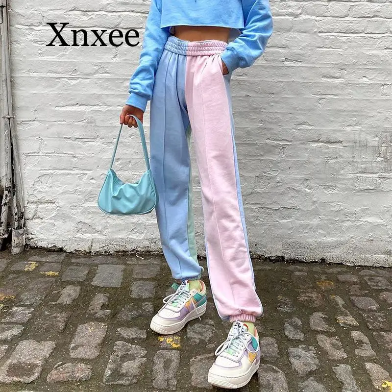Spring Neon Tie Dye Joggers High Waist Long Baggy Pants Women Sweatpants Loose Trousers 2020 Autumn Streetwear Clothes Pink