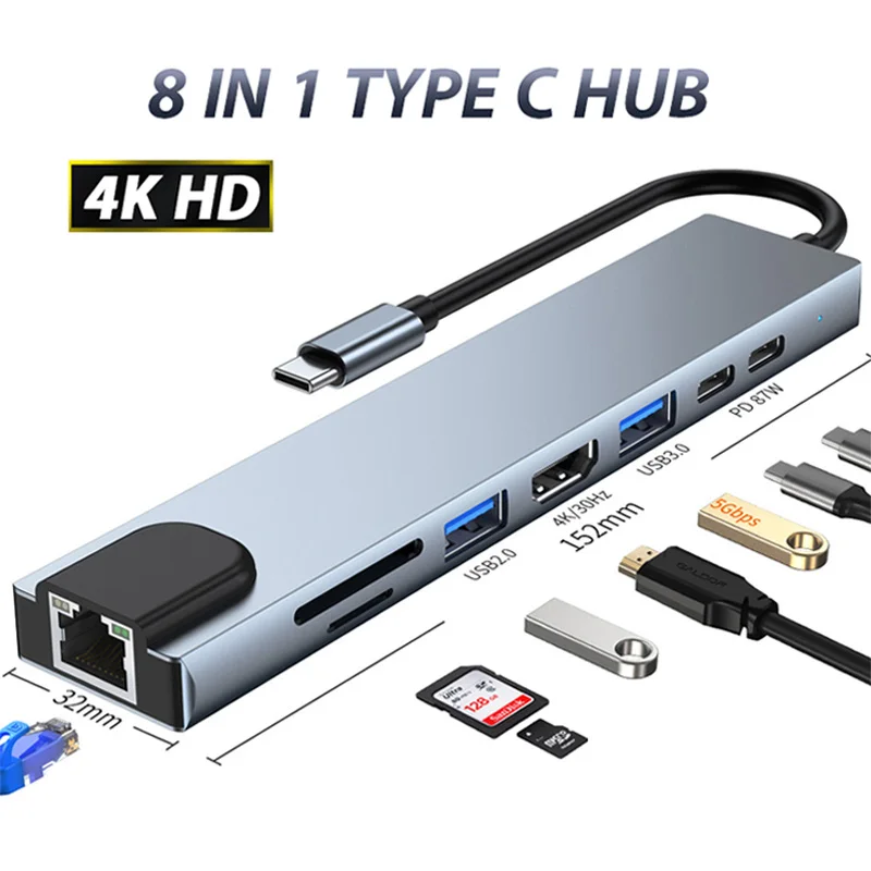 Док-станция Usb C 3 на HDMI хаб с 5/6/8/11 портами PD TF SD для Macbook Pro/Air | Компьютеры и офис