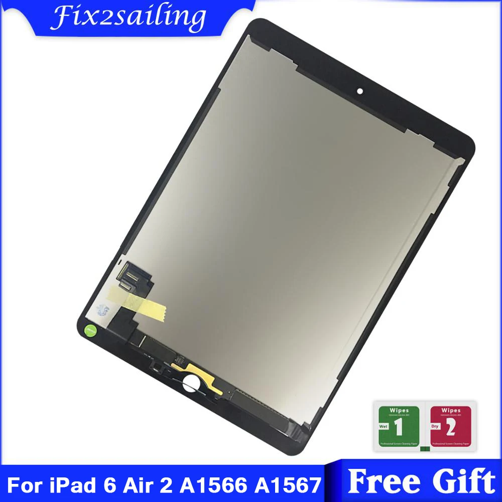 9.7 For Apple iPad 6 Air 2 LCD Display Touch Screen Digitizer Assembly Replacement Parts For iPad 6 A1567 A1566 LCD +Adhesive