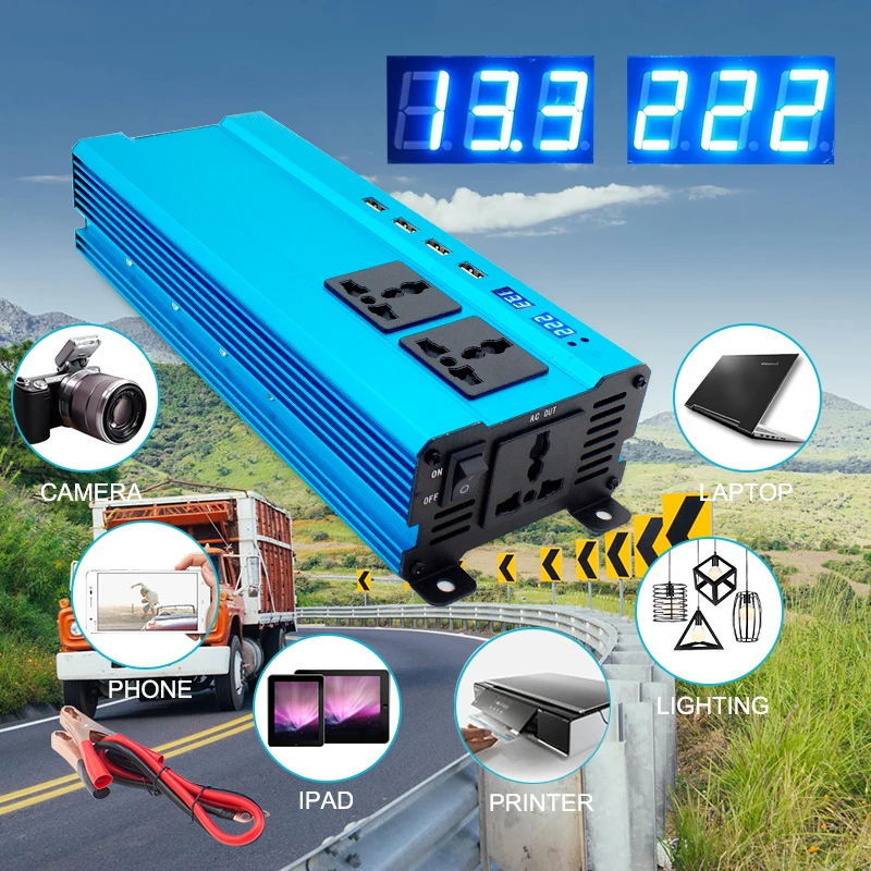 Портативный автомобильный инвертор 4USB 6000 Вт 12 В/24 в пост. Тока переменный ток 220