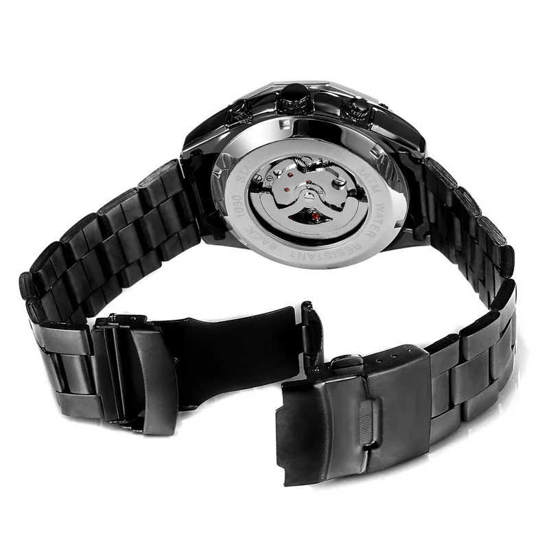 FORSINING Automatic Mechanical Men Wristwatch Military Sport Male Clock Stainless Steel Skeleton Man Watch 8130 Luxury