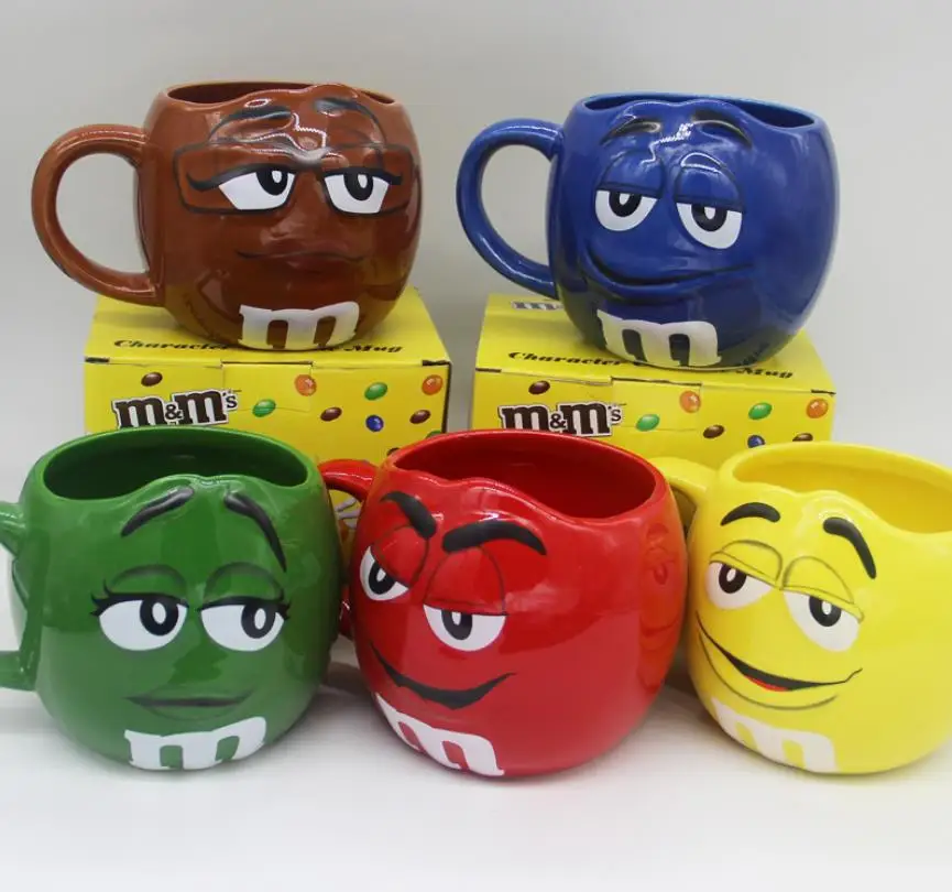M& M кофейные кружки керамические чайные чашки и кружки большой емкости марка милый боб Экспрессия Мультфильм Креативный
