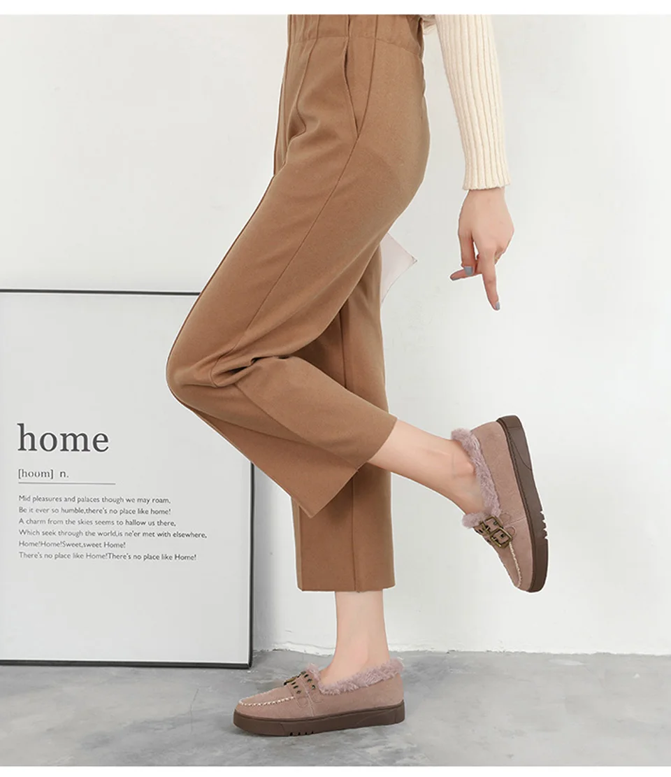 Malemonkey/Size35-40; зимняя теплая и утолщенная модная женская обувь на плоской подошве; слипоны
