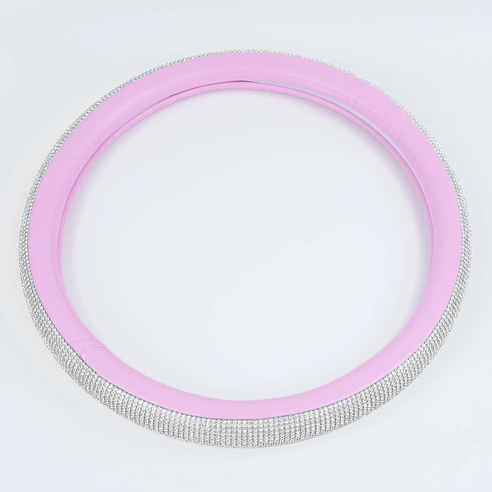 

38cm/15 Pink Auto Car Steering Wheel Cover Rhinestone Diamond For Women Lady UK