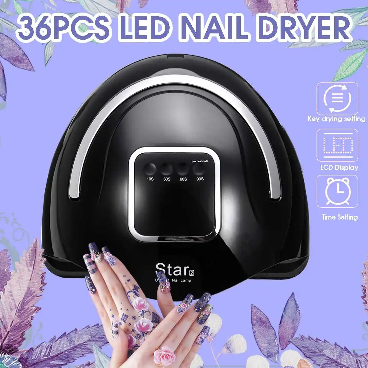 

120W LED Nail Light Professional Nail Dryer Intelligent Infrared Sensor LCD Display Fast Curings Gel with Handle Manicure Tool