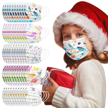 

Children's Cartoon Print Disposable Mask 3 Layer Child Kids Filter Hygiene Thicken Face Mask Earloop Mouth Cover 50pc Маска