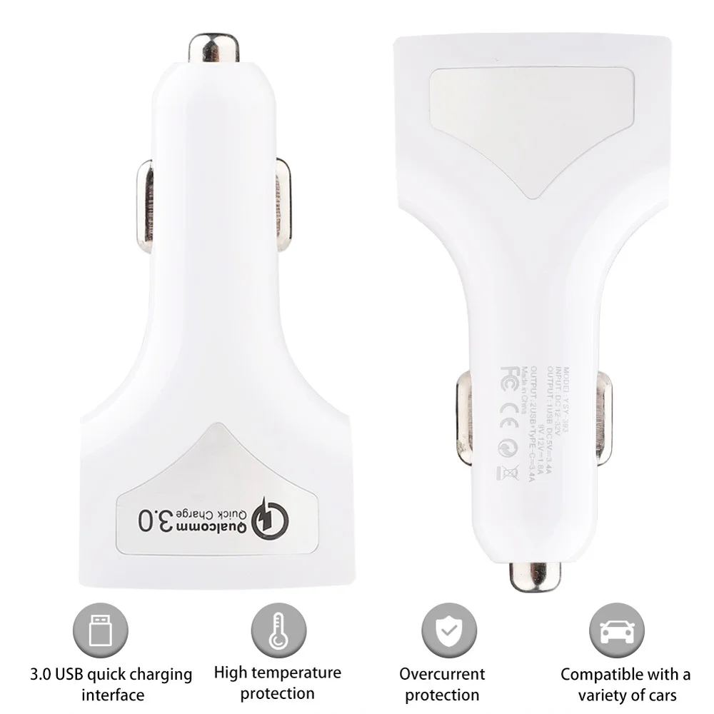 Автомобильное зарядное устройство type-C Quick Charge 3,0 5V 3.5A QC3.0 быстрая зарядка автомобильное зарядное устройство 3 USB Автомобильное зарядное устройство для мобильного телефона SAMSUNG XIAOMI