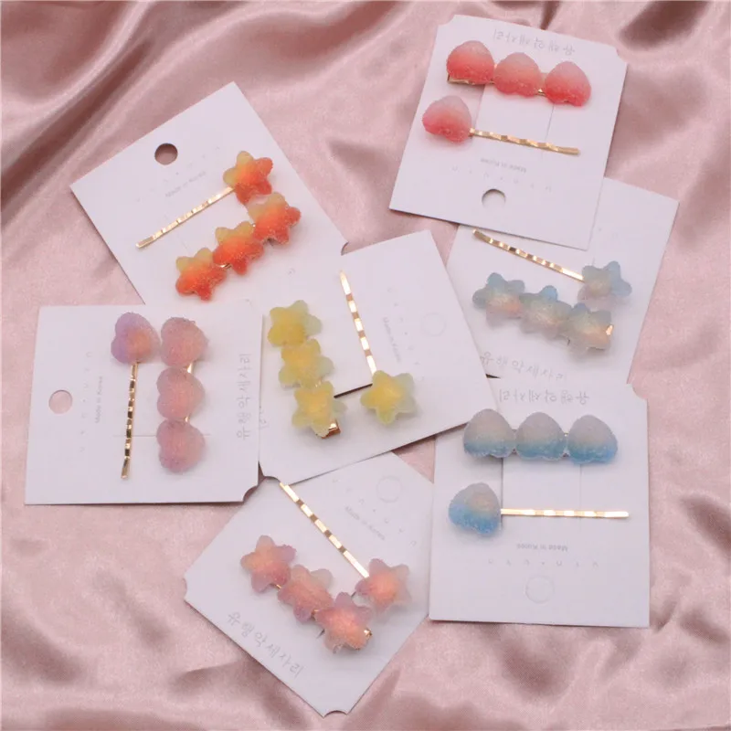 

2020 New Wild Word Hairpin Duckbill Clip Two-piece Candy Gradient Simple Wild Hair Accessories