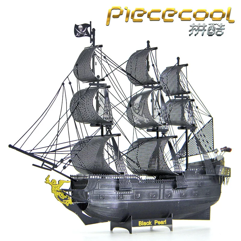 Piececool 3D креативный Стерео Металл ручной работы без клея собранная модель цвет черный жемчуг пиратский корабль ремесла