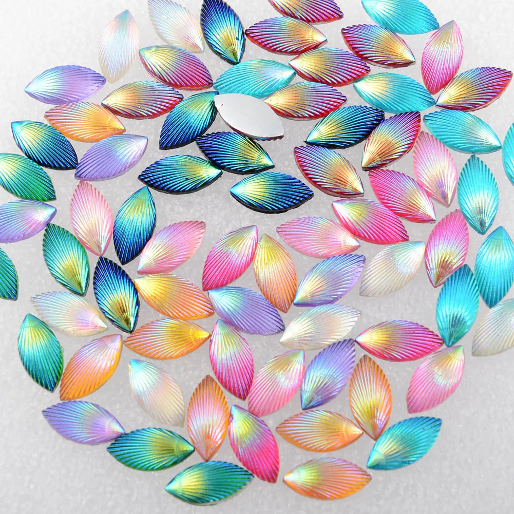 

BOLIAO AB Horse eye Shape Resin 40Pcs 7*14 mm (0.28*0.55 in) Mix Color Rhinestone Flatback Cell Phone Beauty Home Decor
