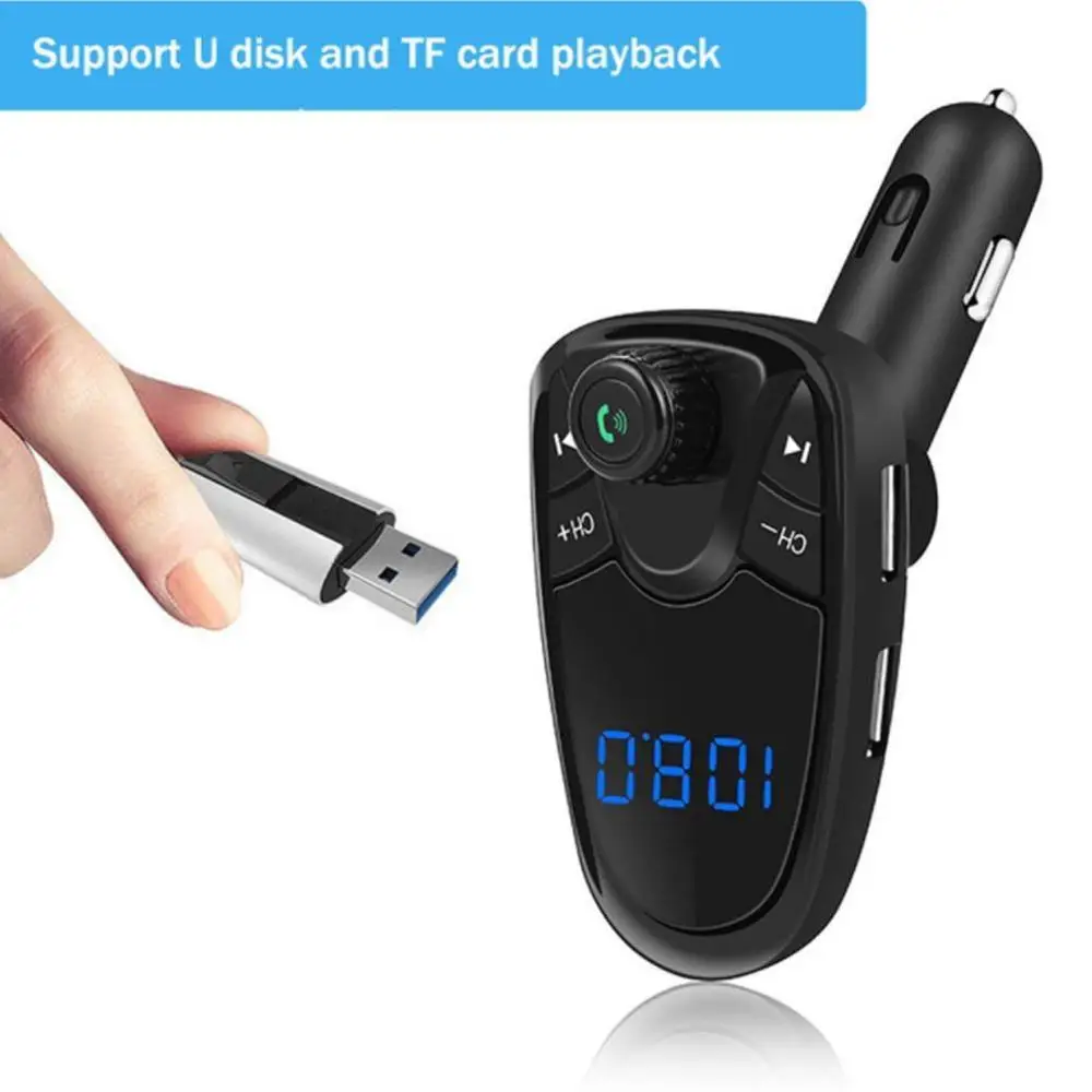 

Car FM transmitter Bluetooth FM MP3 Players Hands-free modulator Dual USB Charger Compatible With TF card disk
