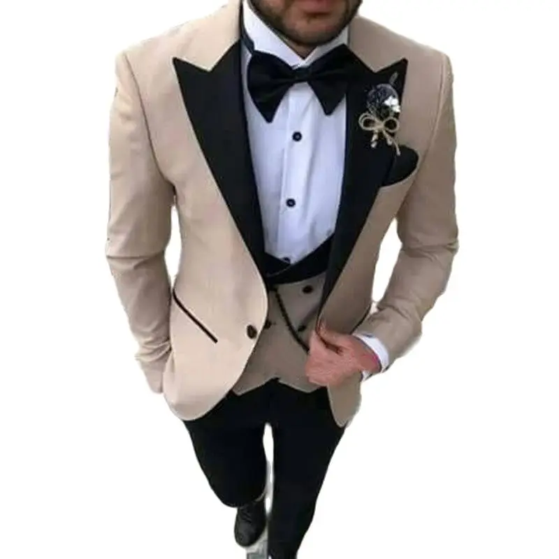 Three Pieces Men Suits Slim Fit Groom Tuxedos Best Groomsmen Wedding ...