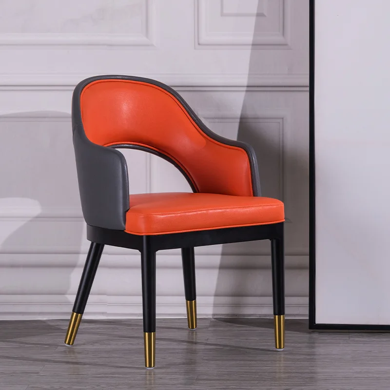 Светильник, роскошный кожаный обеденный стул, современный лаконичный домашний ресторанный стул, последовательный светильник, стул для приема
