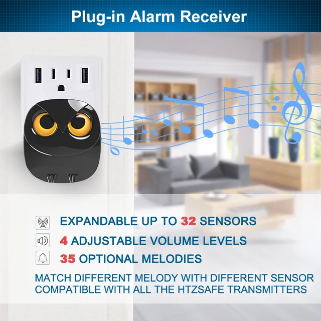 HTZSAFE Wireless Driveway Security Alarm Waterproof PIR Motion Detector Garage Welcome Burglar Alarm Secure System Patrol 6
