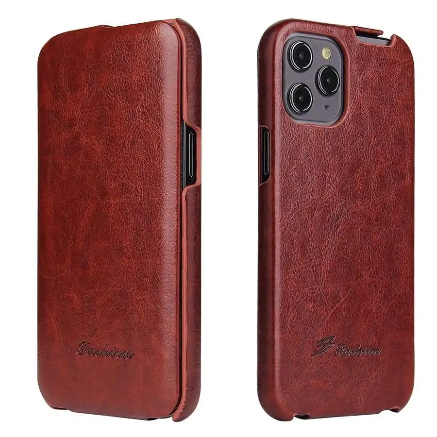 Genuine Leather Vertical Flip Cover Case For Apple IPhone 11 12 13 Pro