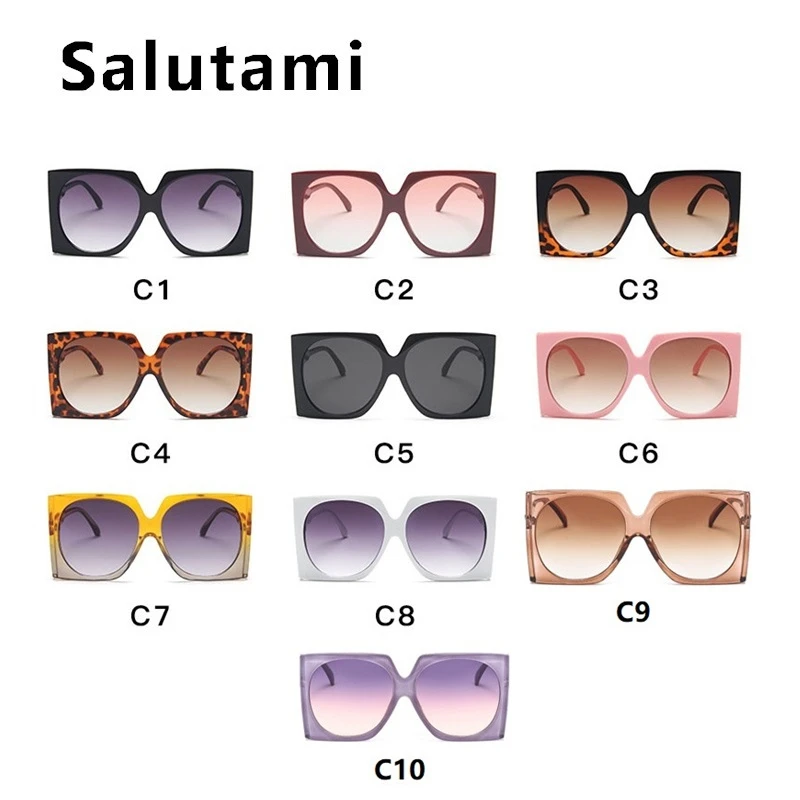 Wholesale Vintage Oversized Square Sunglasses For Women Gradient Elegant Black Brown Sun Glasses Female Uv400 Shades Men_voghion.com