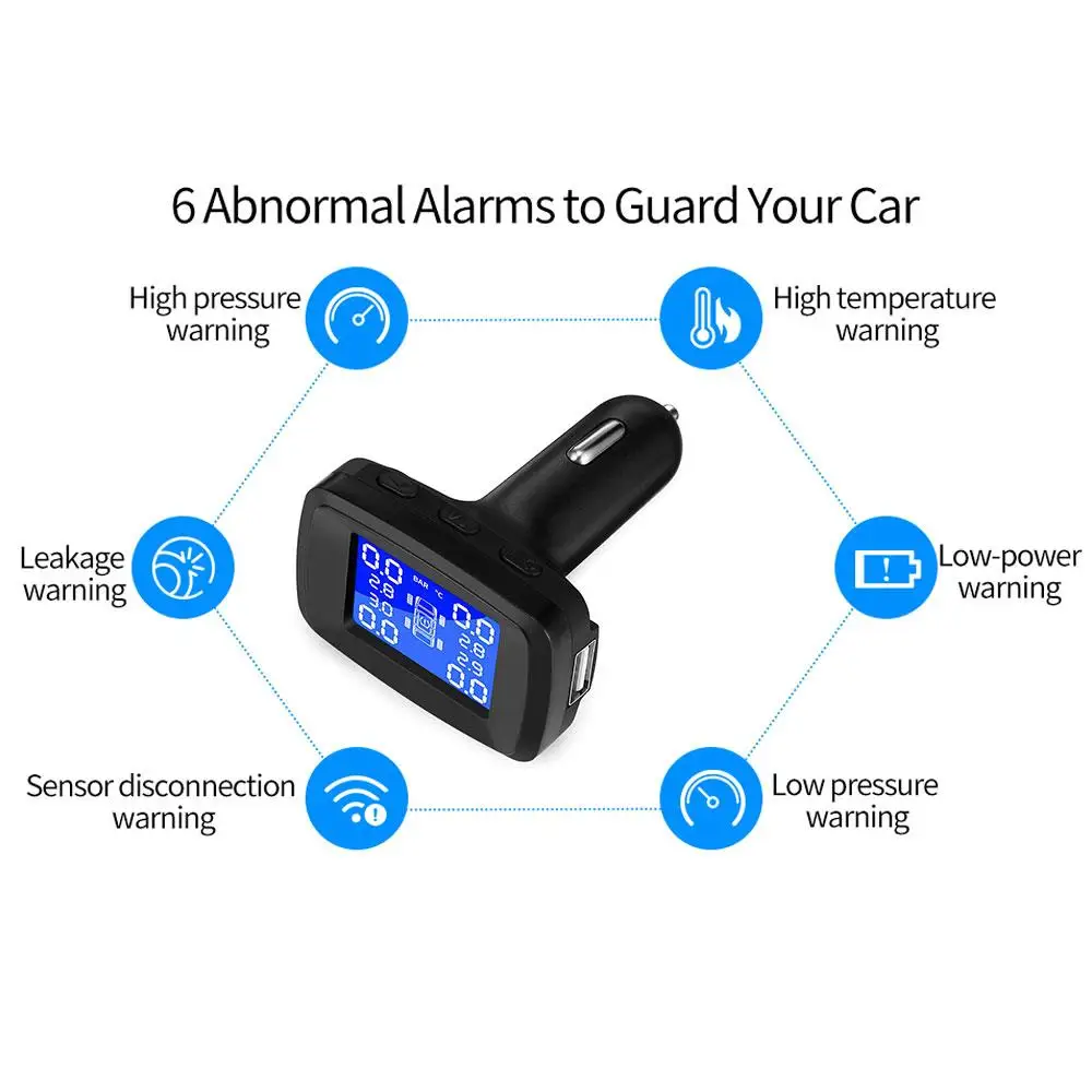 Датчик давления в шинах TPMS 4 шт. датчик прикуривателя Автомобильный контроль давления в шинах цветной ЖК-экран