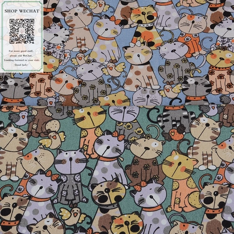 145 * 90CM Face Adorable Cat Print Cotton Canvas Handmade DIY Fabric Children Kindergarten with Sofa Home | Аксессуары для одежды