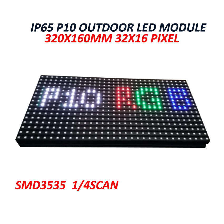 Полноцветный уличный светодиодный модуль SMD3535 P10 320 мм * 160 32*16 пикселей IP65 1/4 экран