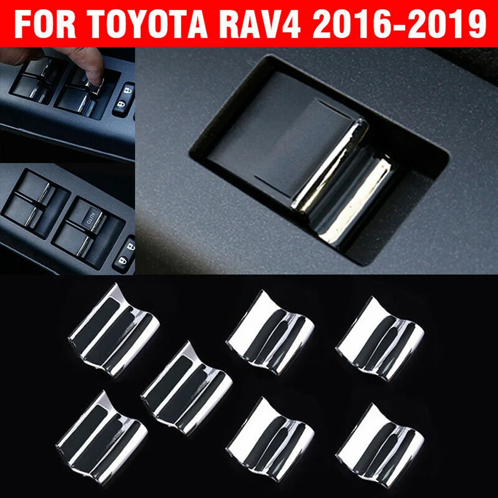 

7pcs Car styling For Toyota RAV4 2016 2017 2018 2019 glass Lift switch button Sequin Car window switch Sequin accessories