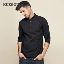 KUEGOU 2019 Herbst Baumwolle Plain White Taste T Hemd Männer T-shirt Marke T-shirt Langarm T Shirt Männlichen Kleidung Plus größe 1306(China)