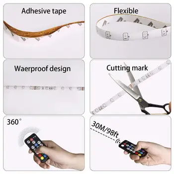 

LED Strip Lights 65.6ft/20M RGB LED Light Strip SMD2835 4 Pack 1200LEDs 12V 18Key RF Remote Waterproof Led Lights for jk513