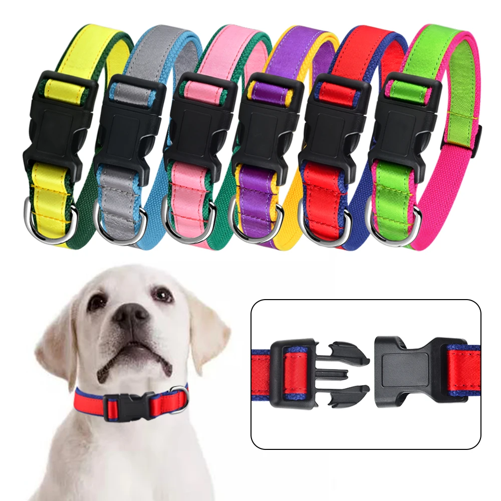 Nylon Embroidered Dog Collars Personalized Customized Pet Collar Puppy