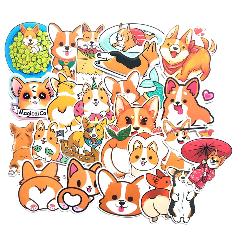 25pcs 25 шт./упак. Welsh Corgi Pembroke мультфильм стикер s милые животные собака для мото автомобиля и чемодана ноутбука Наклейка s Наклейка на скейтборд - Цвет: 25pcs