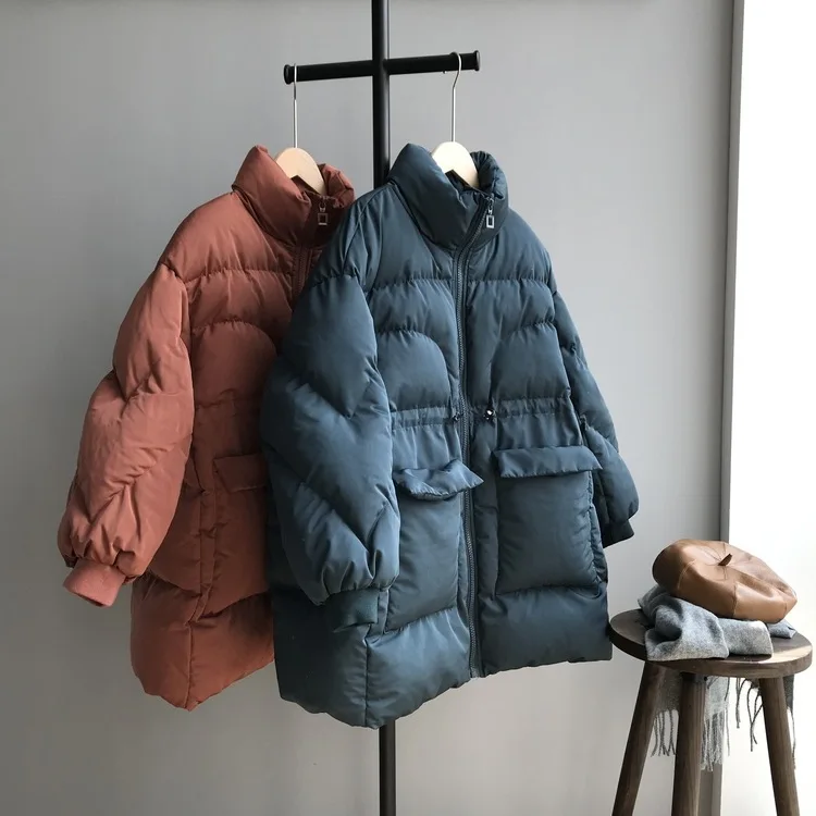 CamKemsey, свободные зимние пальто для женщин, Осенние повседневные куртки с большими карманами и стоячим воротником, толстые теплые зимние куртки-парки больших размеров