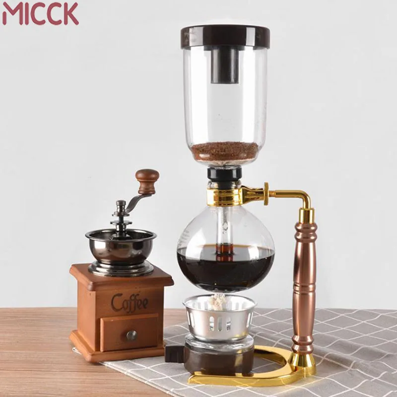 Kopen MICCK Hoge Kwaliteit 3 Cups Sifon Potten Koffie Ketel pot Set Filter Sifon Koffiezetapparaat Thee Sifon Hittebestendig huishoudelijke Pot