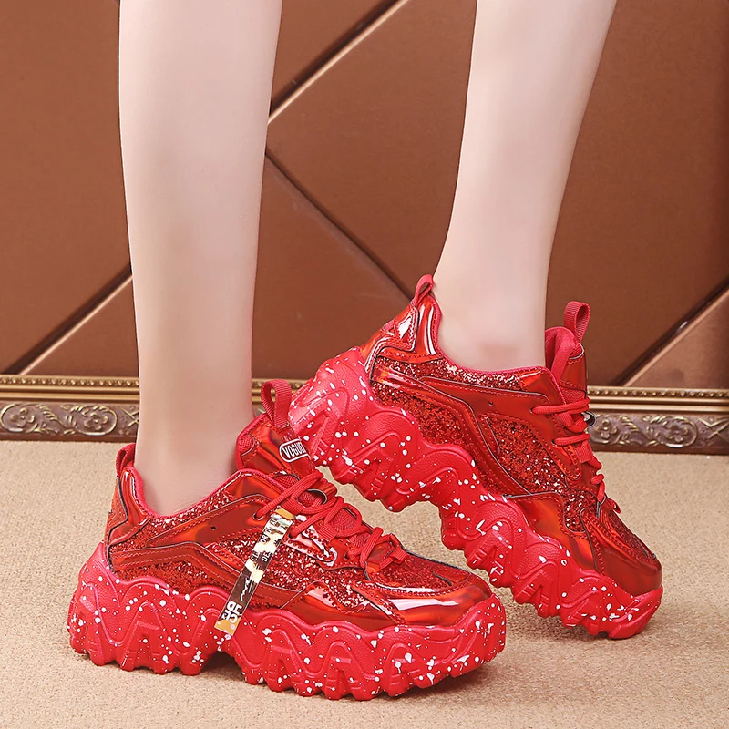 

Spring 2020 New Women's sneakers Fashion sequins comfortable thick bottom wear-resistant trend wild platform women shoes U27-34