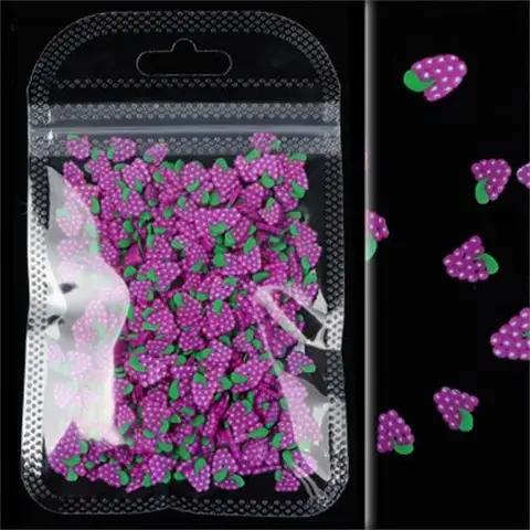 1 box of 3D fruit flowers nail art decorations  mixed style colorful nail glitter watermelon orange strawberry design