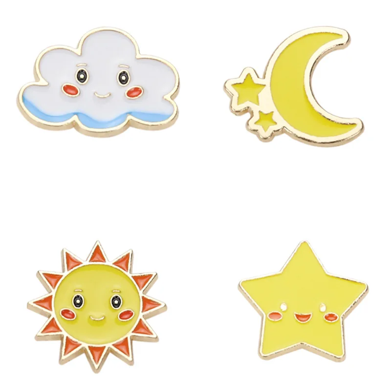 

Fashion Creative Cartoon Cute Stars Sun Clouds Pin Moon Brooch Accessories