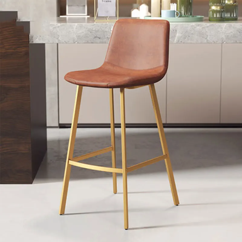 Нордический барный стул стойка для ресторана с высокими табуретами для отдыха спинка два сидя высокие разные цвета - Цвет: Gold and Brown 75