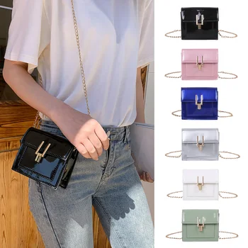 

Solid Color Women PU Leather Shoulder Bag Female Casual Chain Square Small Handbags Fashion Women Handbag Leather