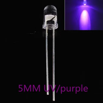 

UV LED 3mm Light Purple Water Clear Round 3 mm Ultraviolet 395nm - 400nm Light-Emitting Diode Lamp DIP Components 1000PCS