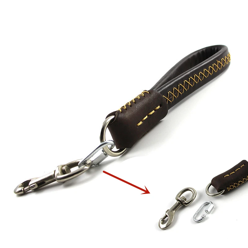 short leather dog lead