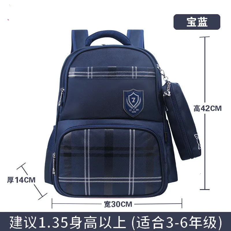 large dark blue Детские школьные сумки с Карандаш Чехол ортопедический рюкзак школьный Водонепроницаемый нейлон школьные сумки для мальчиков и девочек, детская одежда для сна, рюкзаки - Цвет: large dark blue