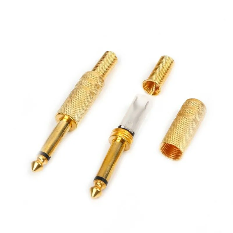 

10x Gold Plated 6.35mm Male 1/4 Mono Microphone Plug Audio Connector Soldering